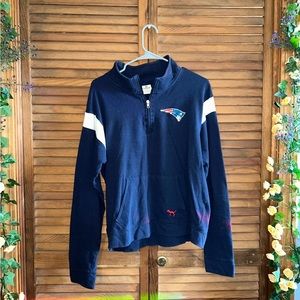 Patriots Pink 3/4 Zip Pullover Sweatshirt Victorias Secret